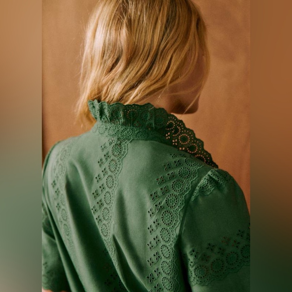 Sézane Dalhia Shirt in Bottle Green FR 36 / US 4 - Picture 2 of 11